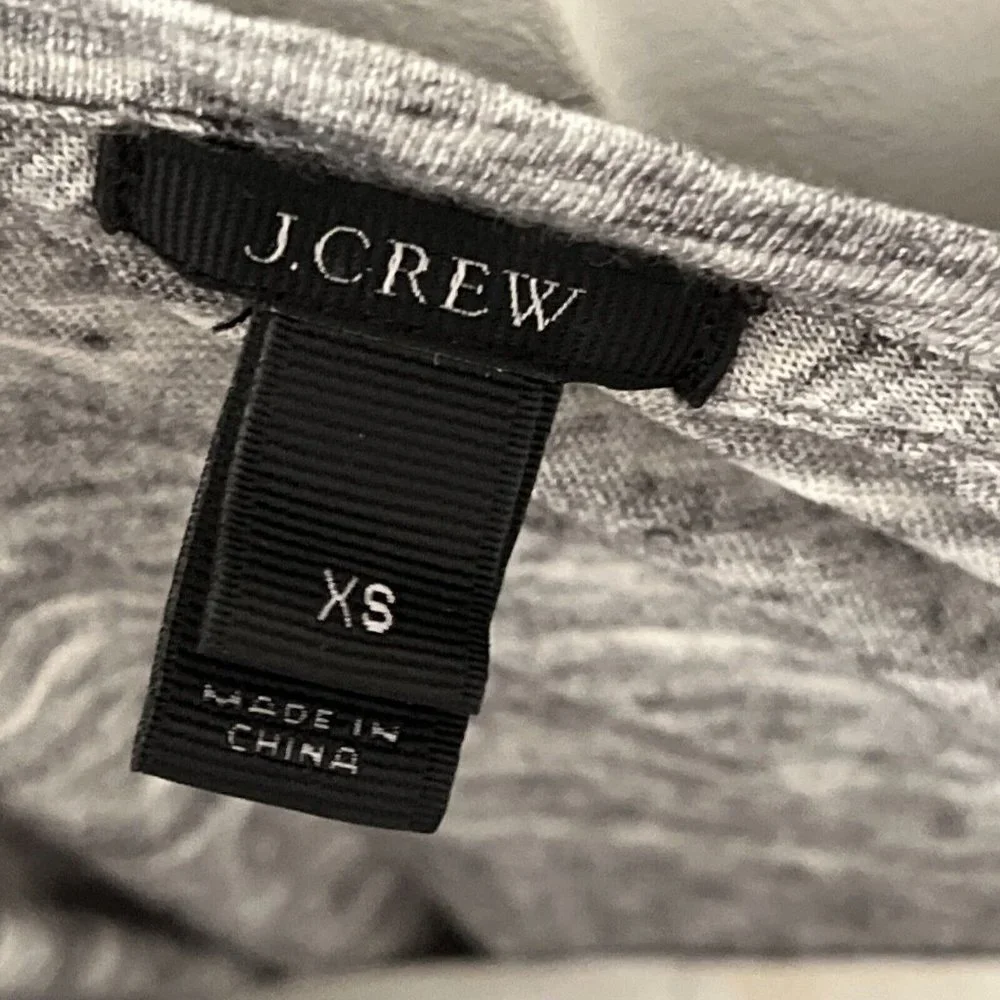J Crew Collector Tee Top Womens XS Gray Salut Cheers Crew Neck Short Sle…